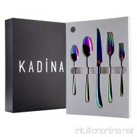 Beautiful and Unique Flatware Set - 20 Piece by Kadina | Iridescent Silverware Sets | Stainless Steel Dinnerware Set | Utensils For 4 | Rainbow Tableware with Dessert Fork  Knife  Spoon  Dinner Fork - B07872BXXB